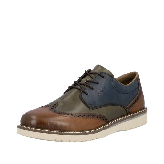Rieker 04504-90 Tan Green Navy Casual Shoes
