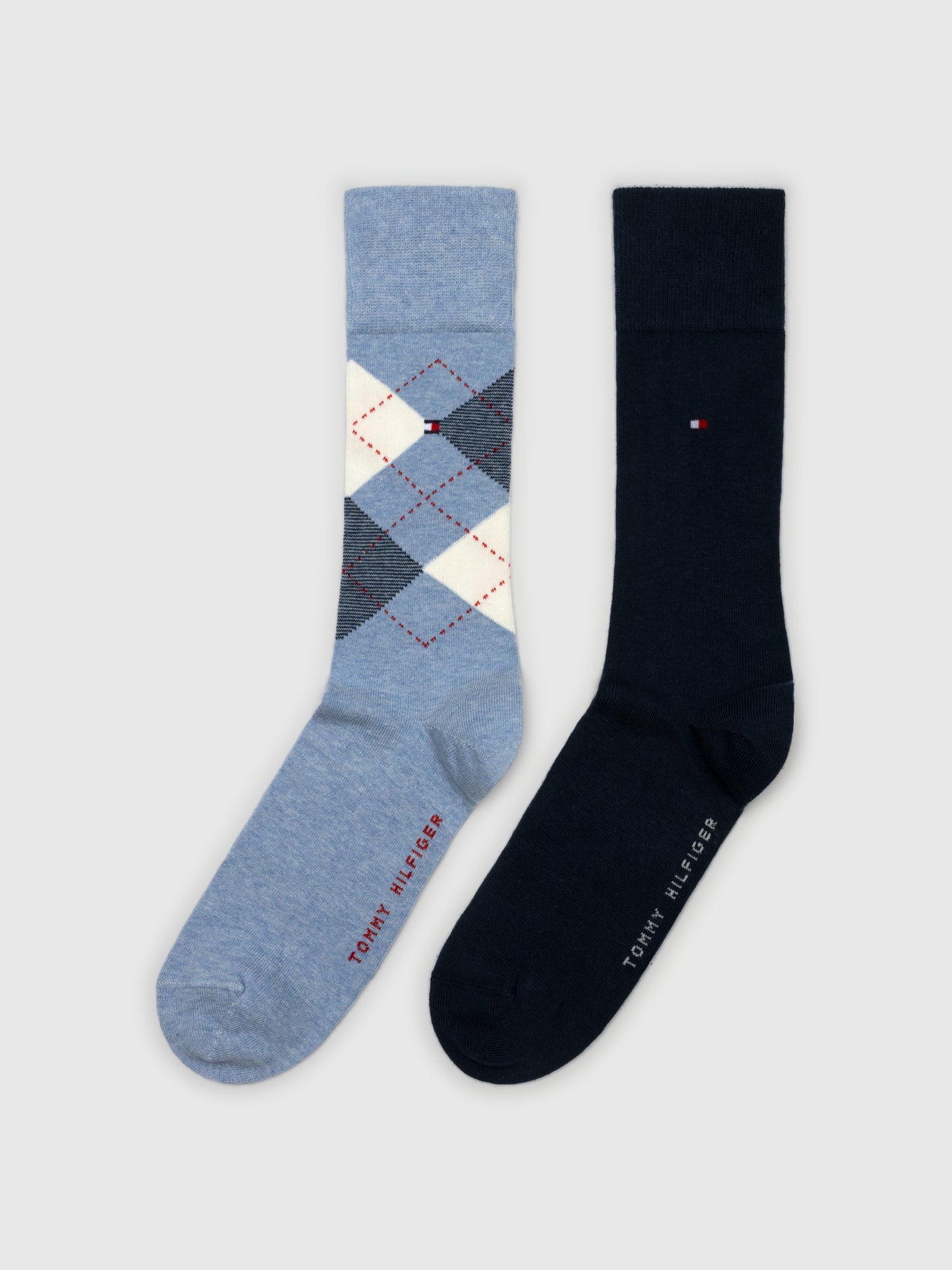 Tommy Hilfiger 100001495 043 Light Blue Melange 2 Pack Check Socks