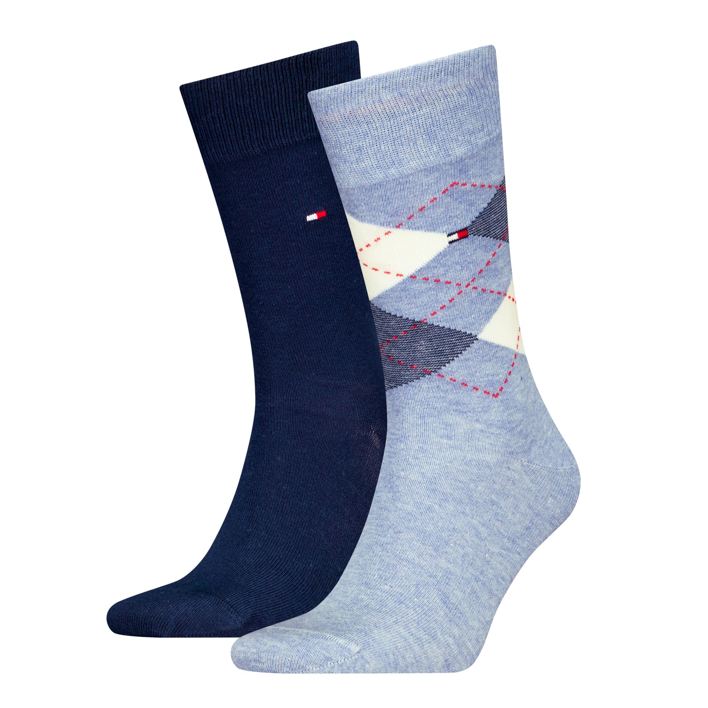 Tommy Hilfiger 100001495 043 Light Blue Melange 2 Pack Check Socks