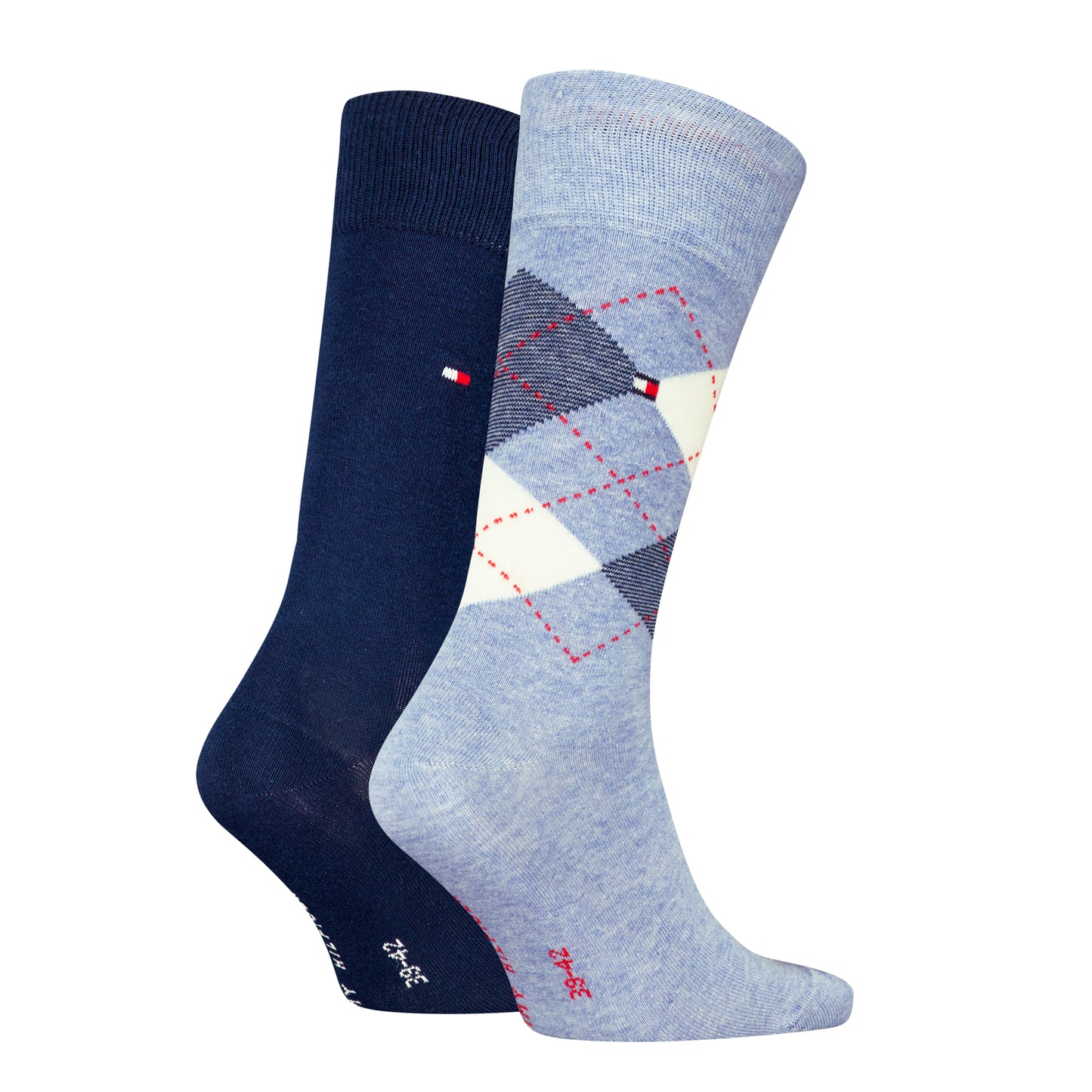 Tommy Hilfiger 100001495 043 Light Blue Melange 2 Pack Check Socks