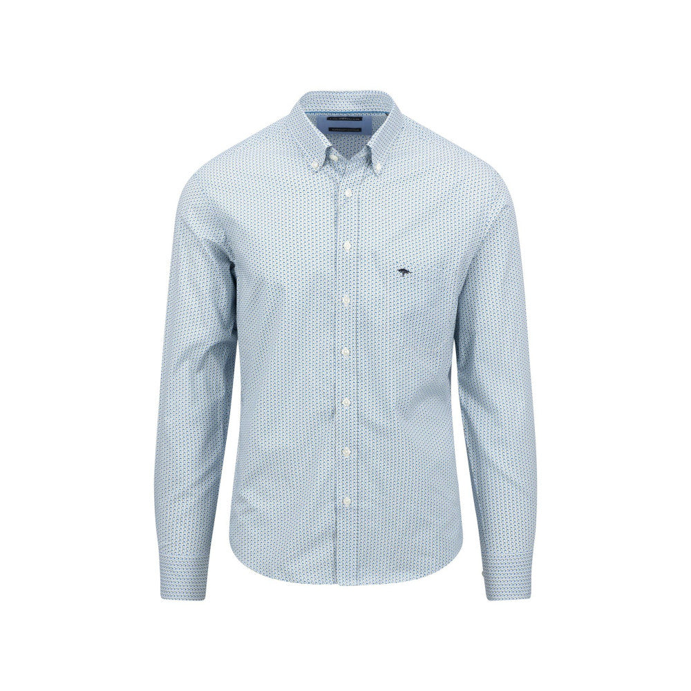 Fynch Hatton 1408 5020 622 Vibrant Blue Print Mix Long Sleeve Casual Shirt