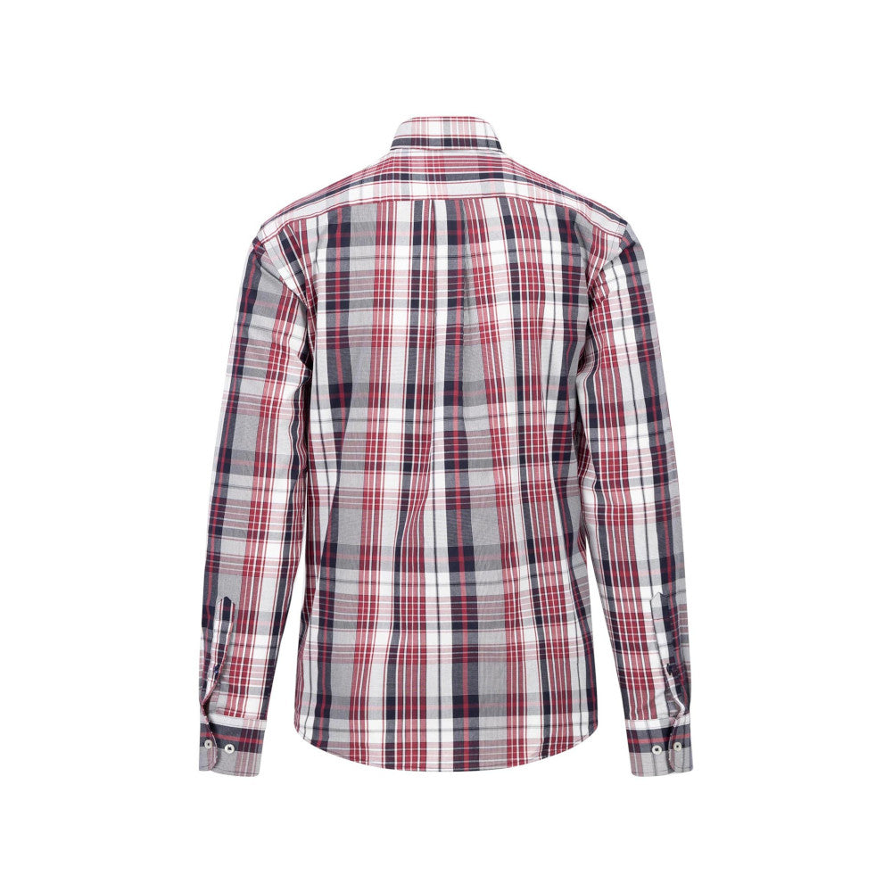 Fynch Hatton 1409 5000 303 Ruby Red Poplin Check Long Sleeve Casual Shirt