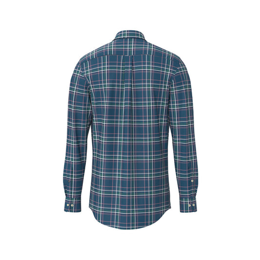 Fynch Hatton 1409 8010 624 Dark Teal Modern Check Mix Long Sleeve Casual Shirt