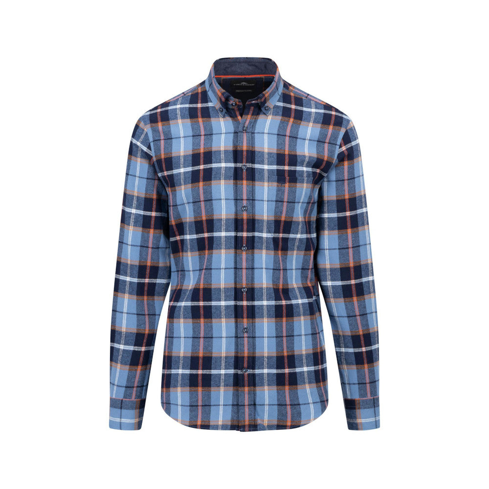 Fynch Hatton 1410 6030 685 Navy Premium Flannel Check Long Sleeve Casual Shirt
