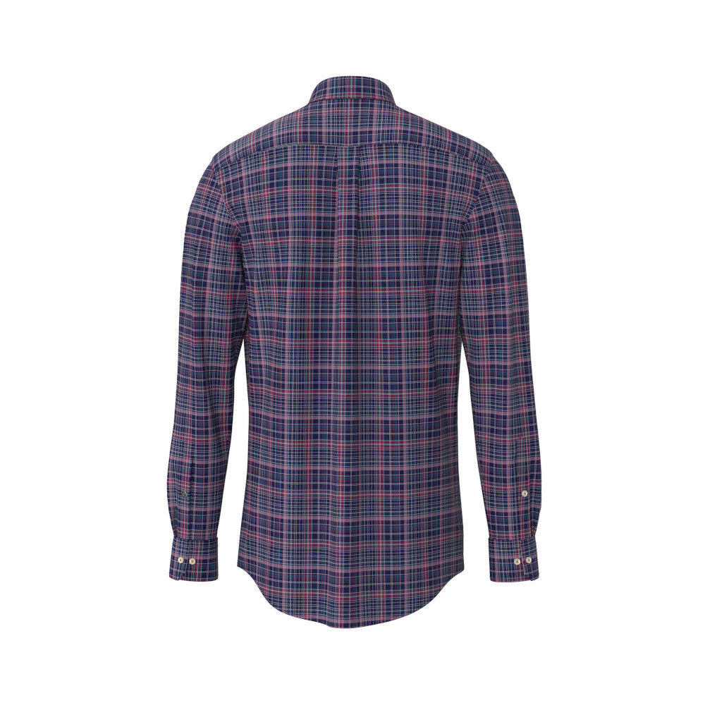Fynch Hatton 1414 8010 303 Ruby Red Dark Check Long Sleeve Casual Shirt