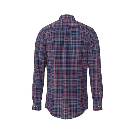 Fynch Hatton 1414 8010 303 Ruby Red Dark Check Long Sleeve Casual Shirt