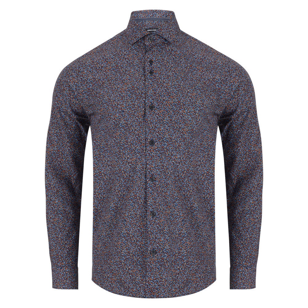 Remus Uomo 13167 78 Navy Tapered Fit Long Sleeve Dress Shirt