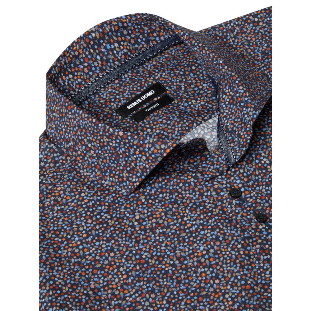 Remus Uomo 13167 78 Navy Tapered Fit Long Sleeve Dress Shirt
