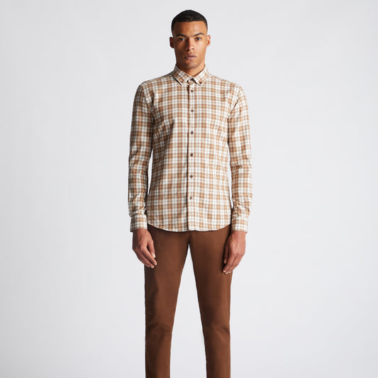 Remus Uomo 13771 44 Tan Slim Fit Rome Casual Shirt
