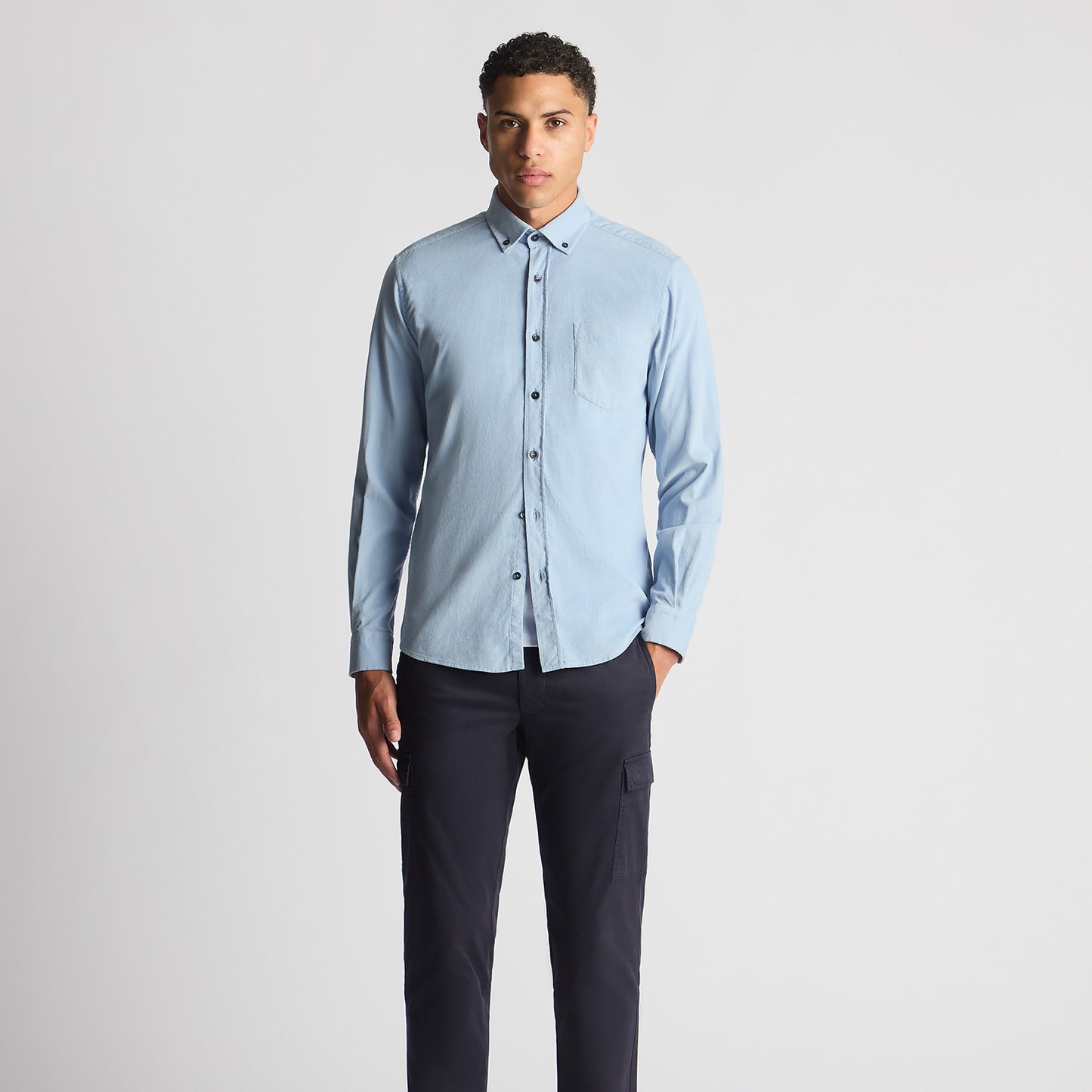 Remus Uomo 13926 22 Blue Tapered Fit Casual Shirt