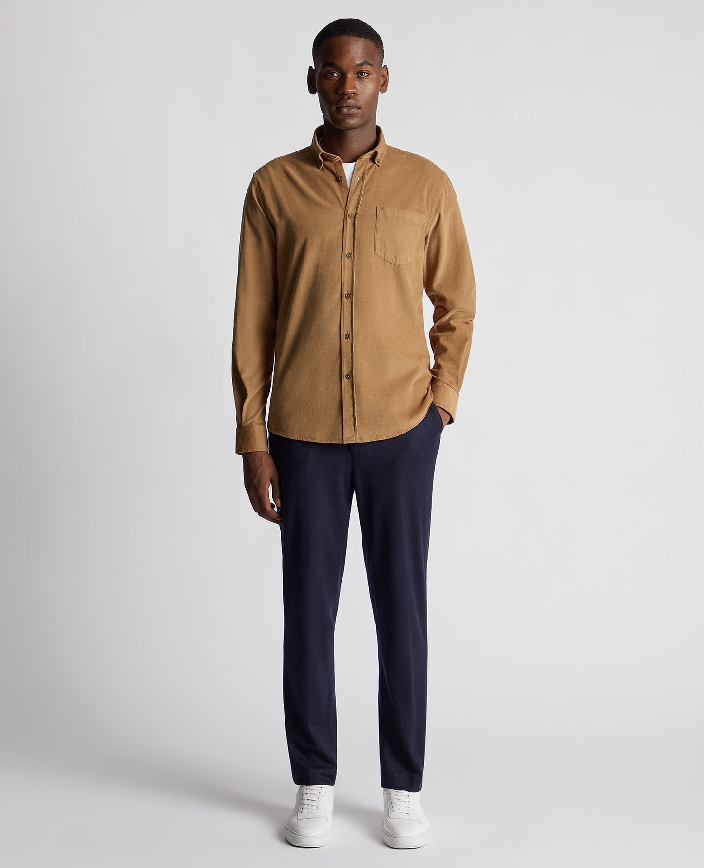 Remus Uomo 13926 45 Camel Tapered Fit Casual Shirt