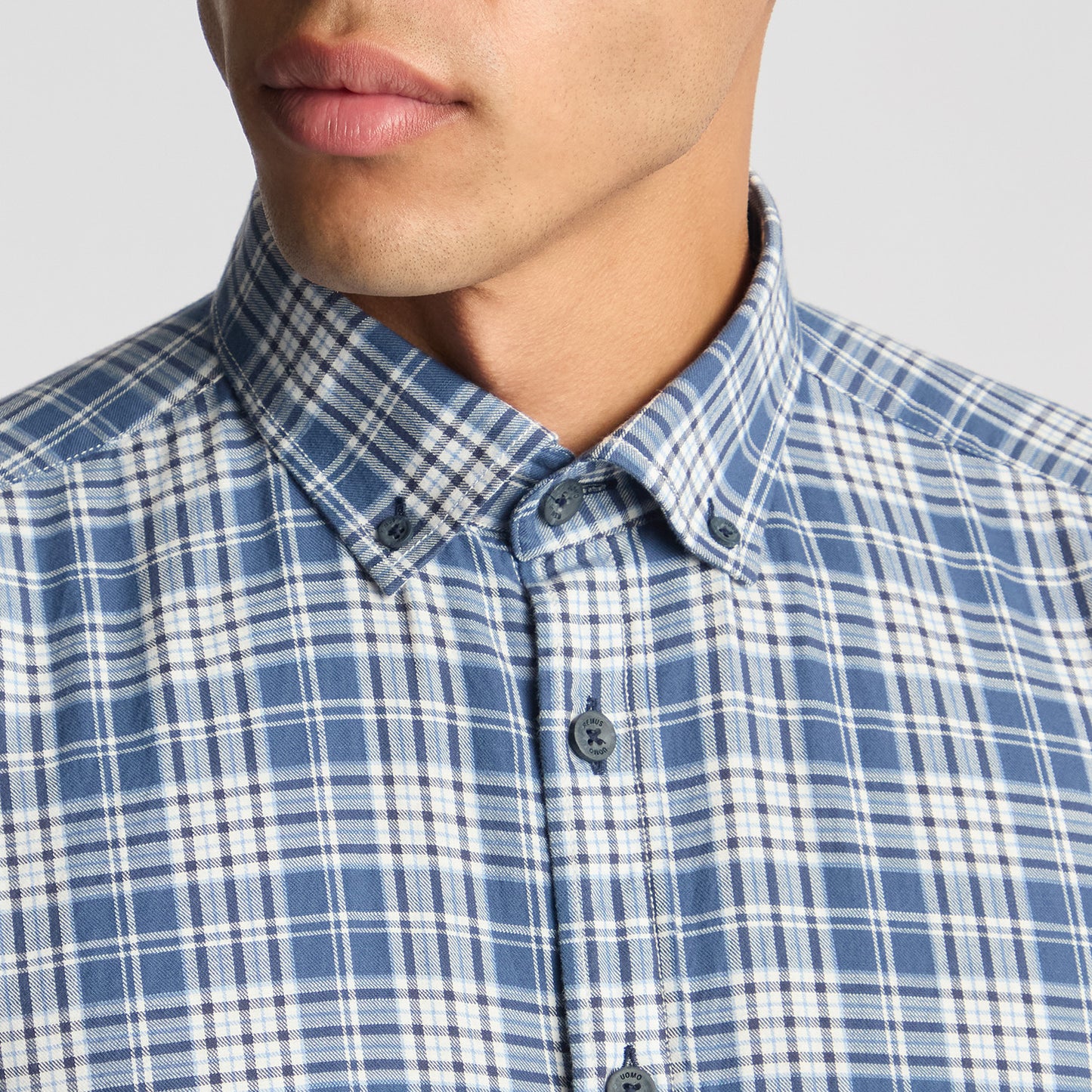 Remus Uomo 13934 25 Blue Tapered Fit Casual Shirt