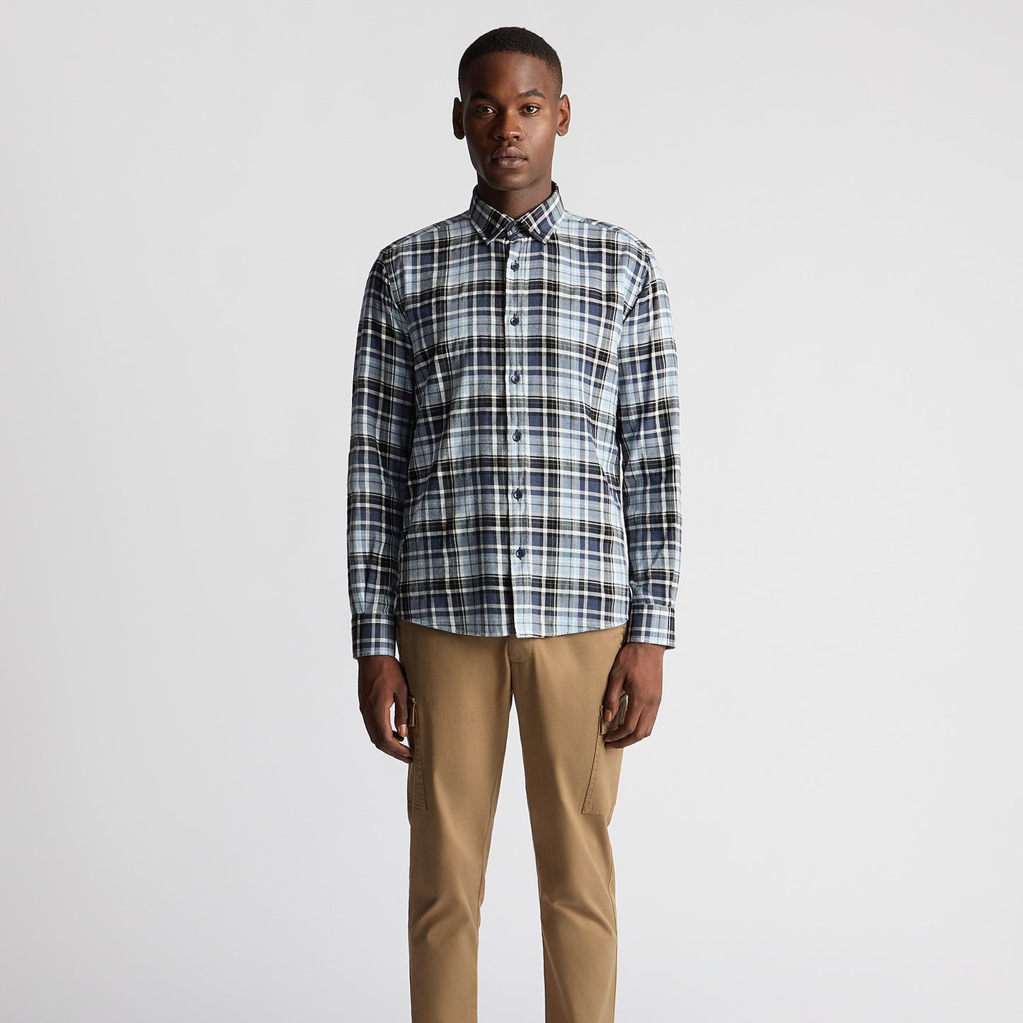 Remus Uomo 13935 25 Blue Tapered Fit Casual Shirt