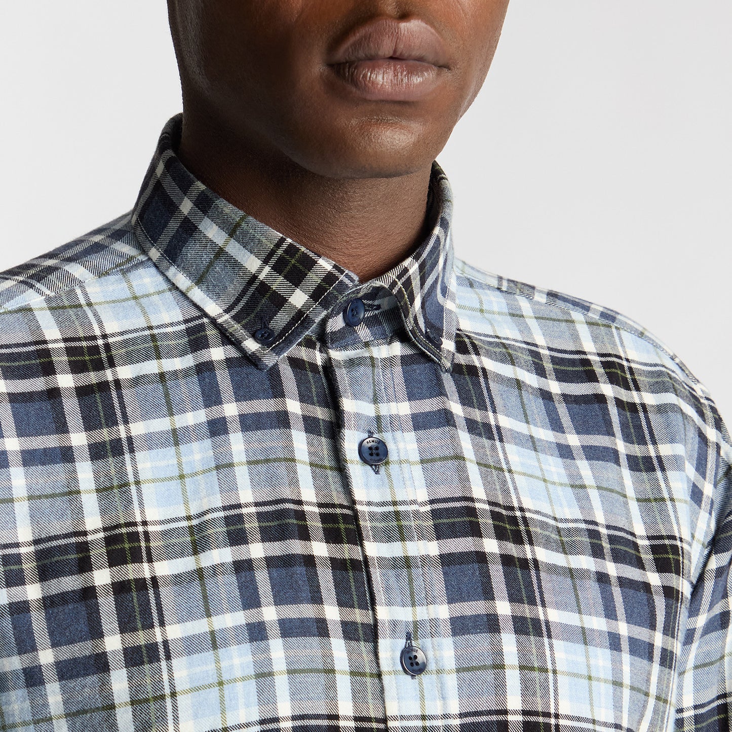 Remus Uomo 13935 25 Blue Tapered Fit Casual Shirt