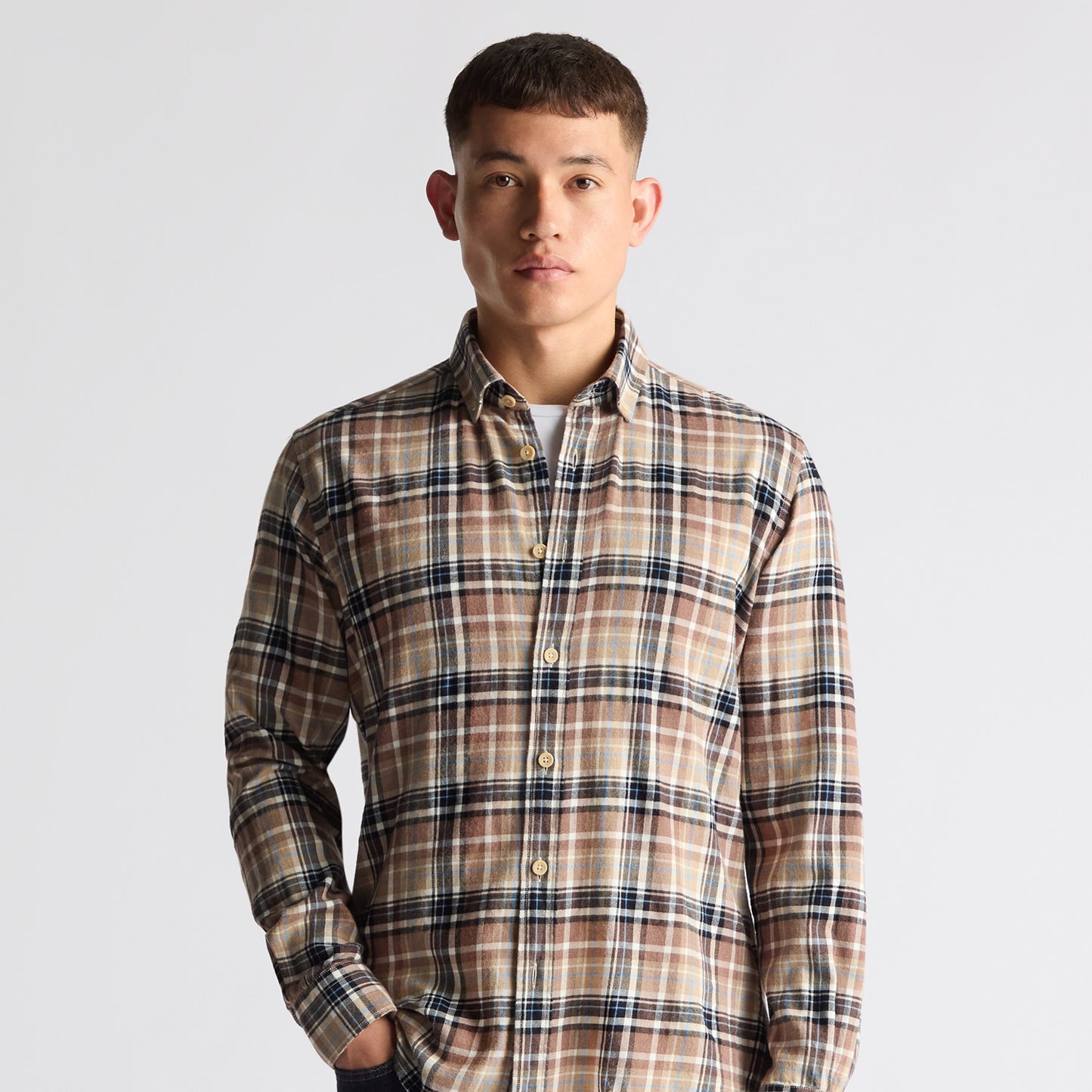 Remus Uomo 13935 45 Camel Tapered Fit Casual Shirt