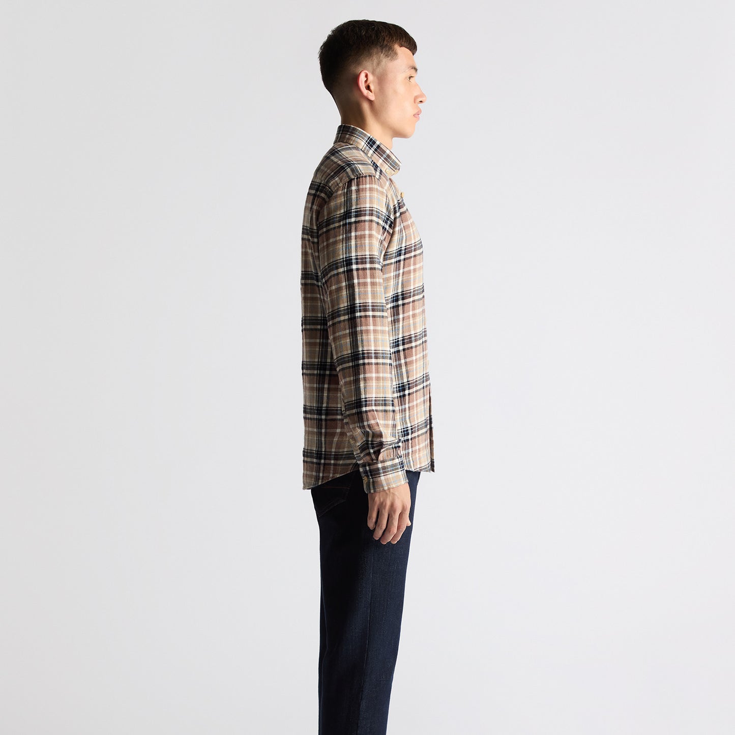 Remus Uomo 13935 45 Camel Tapered Fit Casual Shirt