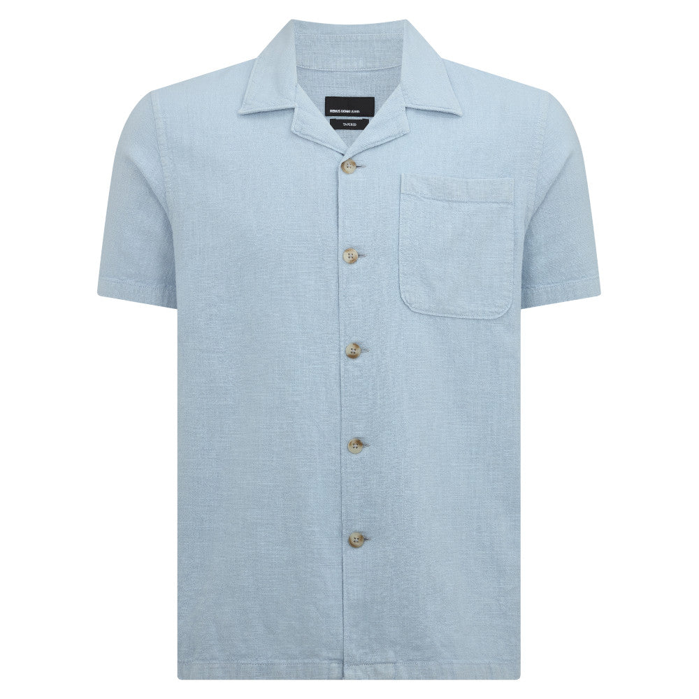 Remus Uomo 13943SS 22 Light Blue Short Sleeve Slim Fit Casual Shirt