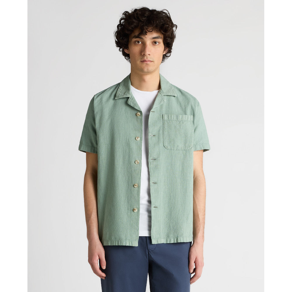Remus Uomo 13943SS 34 Green Short Sleeve Slim Fit Casual Shirt