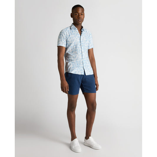 Remus Uomo 13963SS 23 Blue Short Sleeve Slim Fit Casual Shirt