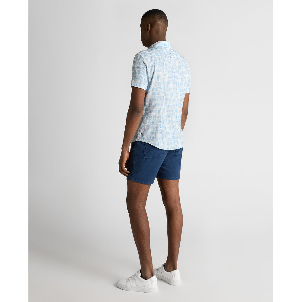 Remus Uomo 13963SS 23 Blue Short Sleeve Slim Fit Casual Shirt