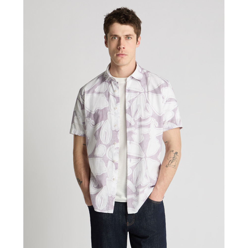 Remus Uomo 13990Ss 72 Lavender Tapered Short Sleeve Shirt