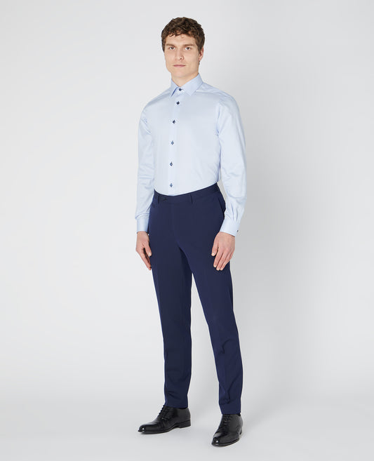 Remus Uomo 17036 22 Tapered Fit Blue Long Sleeve Dress Shirt
