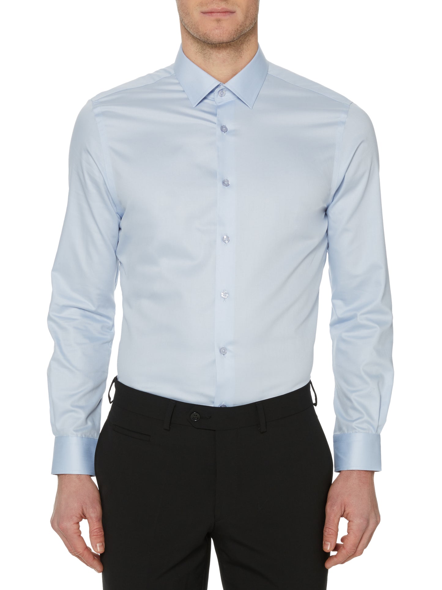 Remus Uomo 17036 22 Tapered Fit Blue Long Sleeve Dress Shirt
