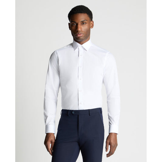 Remus Uomo 18300 01 Tapered Fit White Long Sleeve Dress Shirt