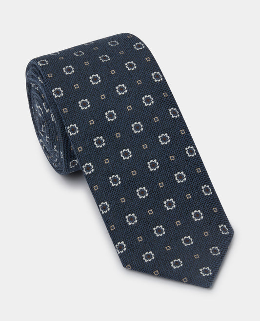 Remus Uomo Tp4874 27 Dark Blue Tie & Pocket Square Set