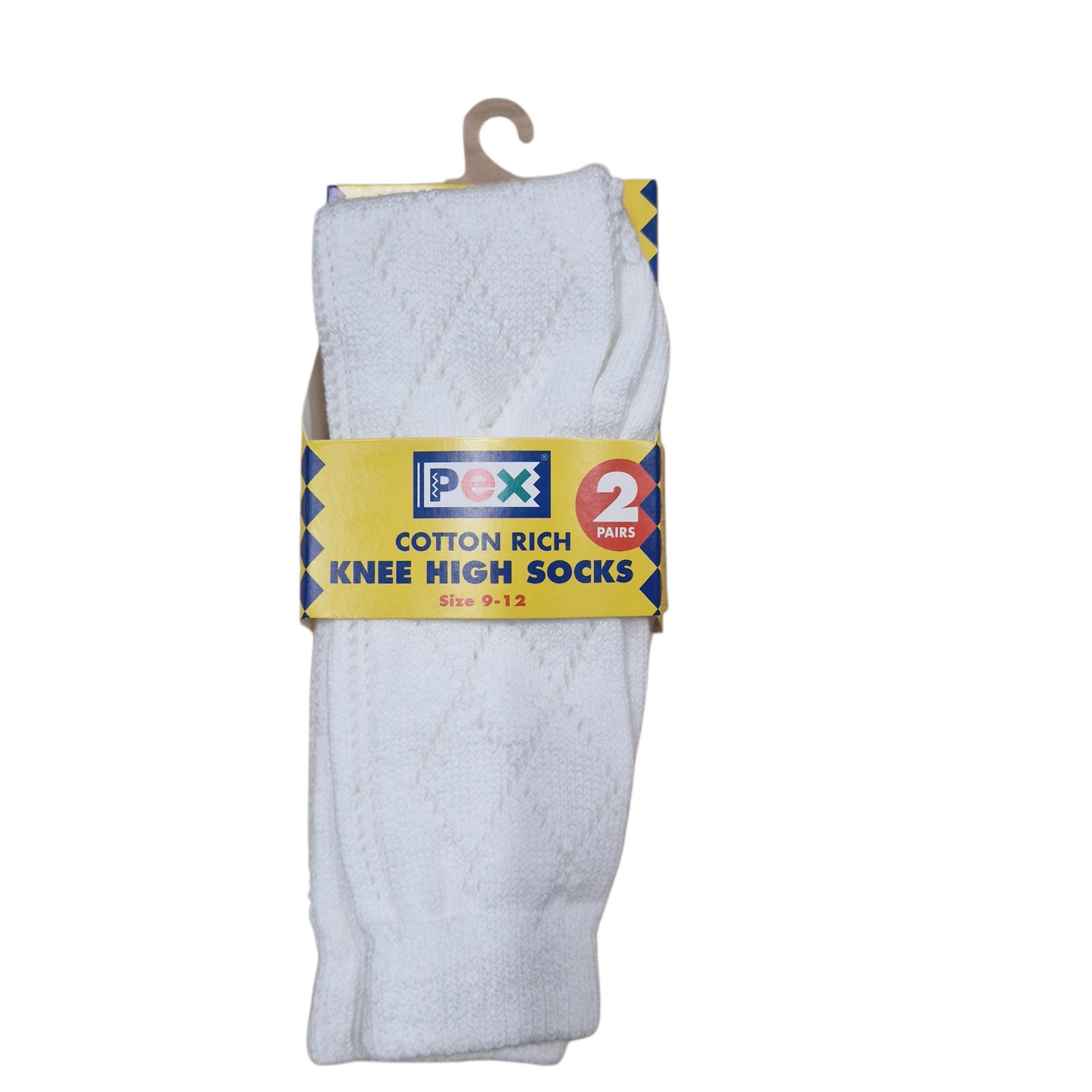Pex White Knee High School Socks 2 Pack Pearl
