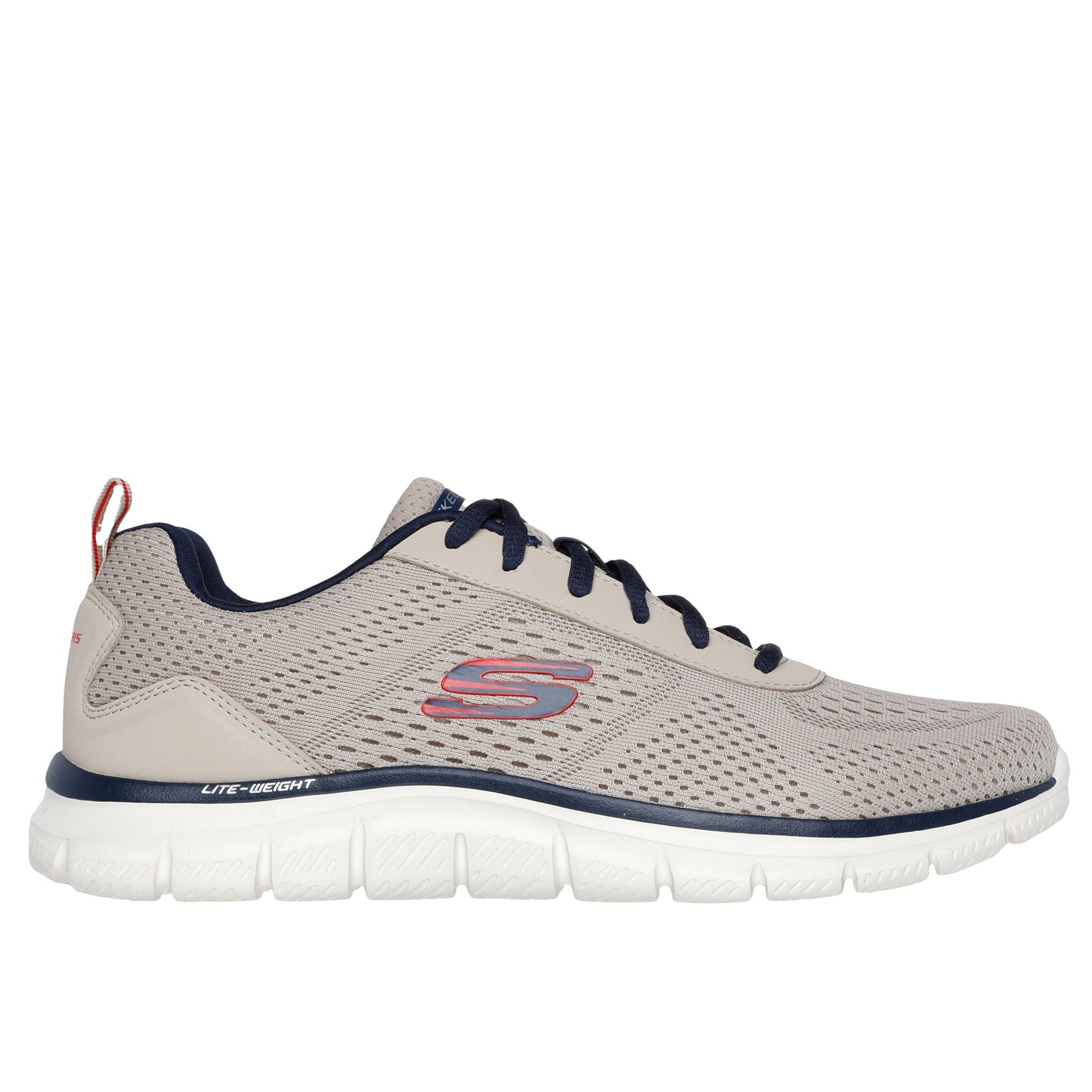 Skechers 232758 Track - Leshur Taupe With Navy Trim Trainers