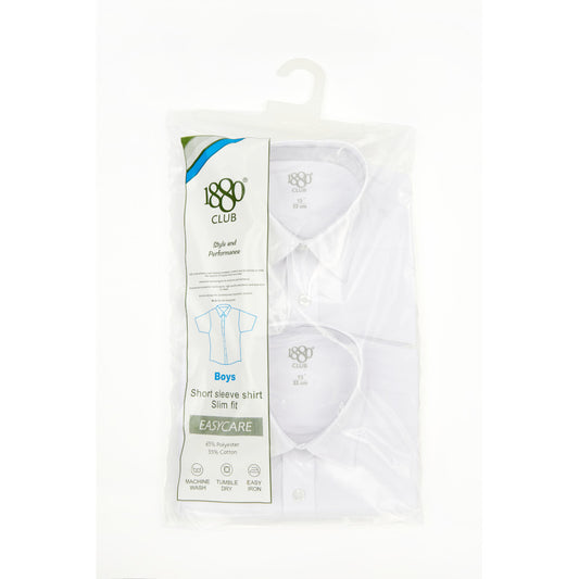 1880 Club 25306 01 White Slim Fit Short Sleeve Shirts