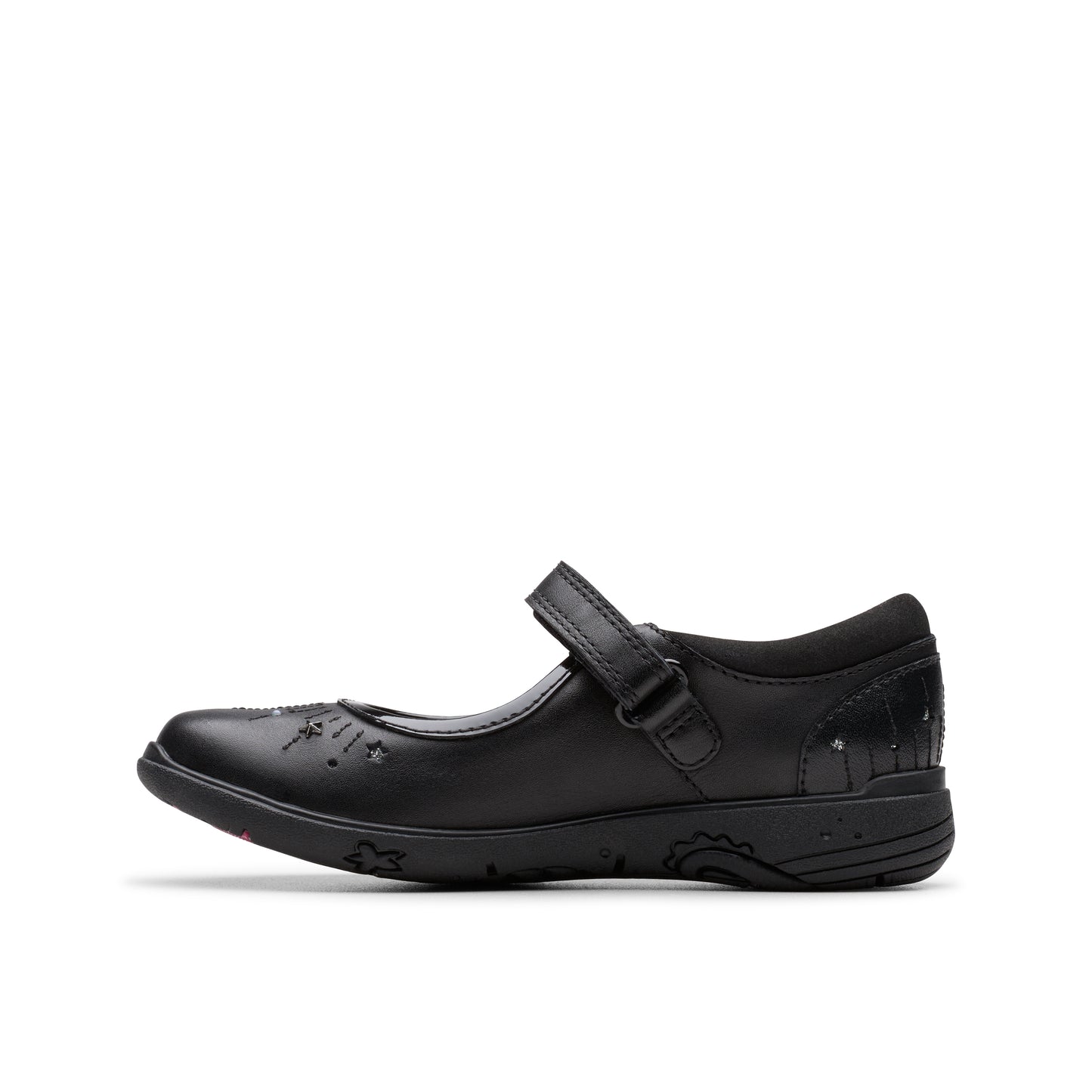 Clarks Relda Wish Black Leather School Shoes