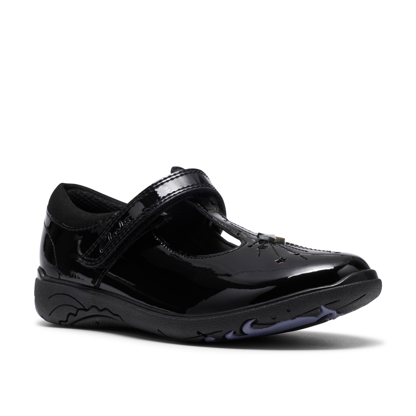 Clarks Relda Magic Black Pat School Shoes