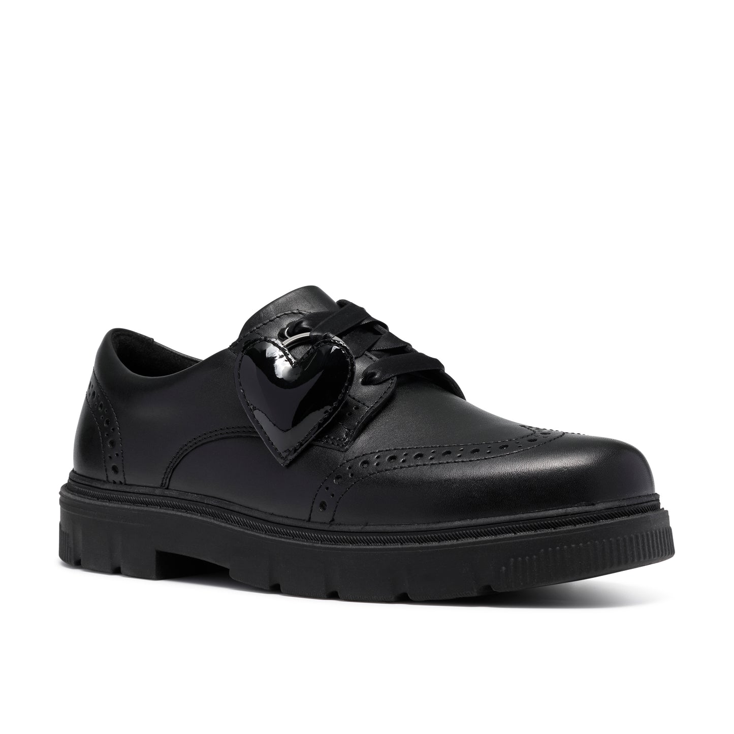 Clarks Lorcam Lace Black Leather School Shoes