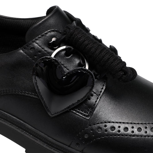 Clarks Lorcam Lace Black Leather School Shoes