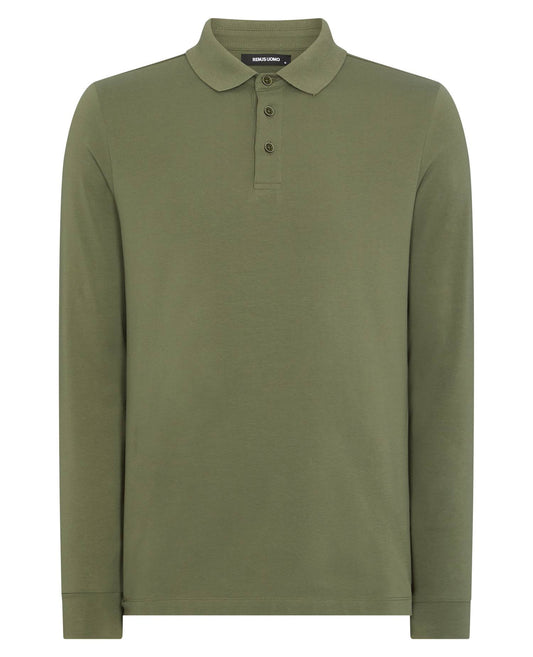 Remus Uomo 53123A 36 Olive Long Sleeve Polo Shirt