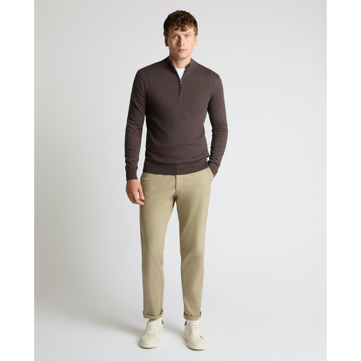Remus Uomo 58601 48 Brown Crew Neck Sweater