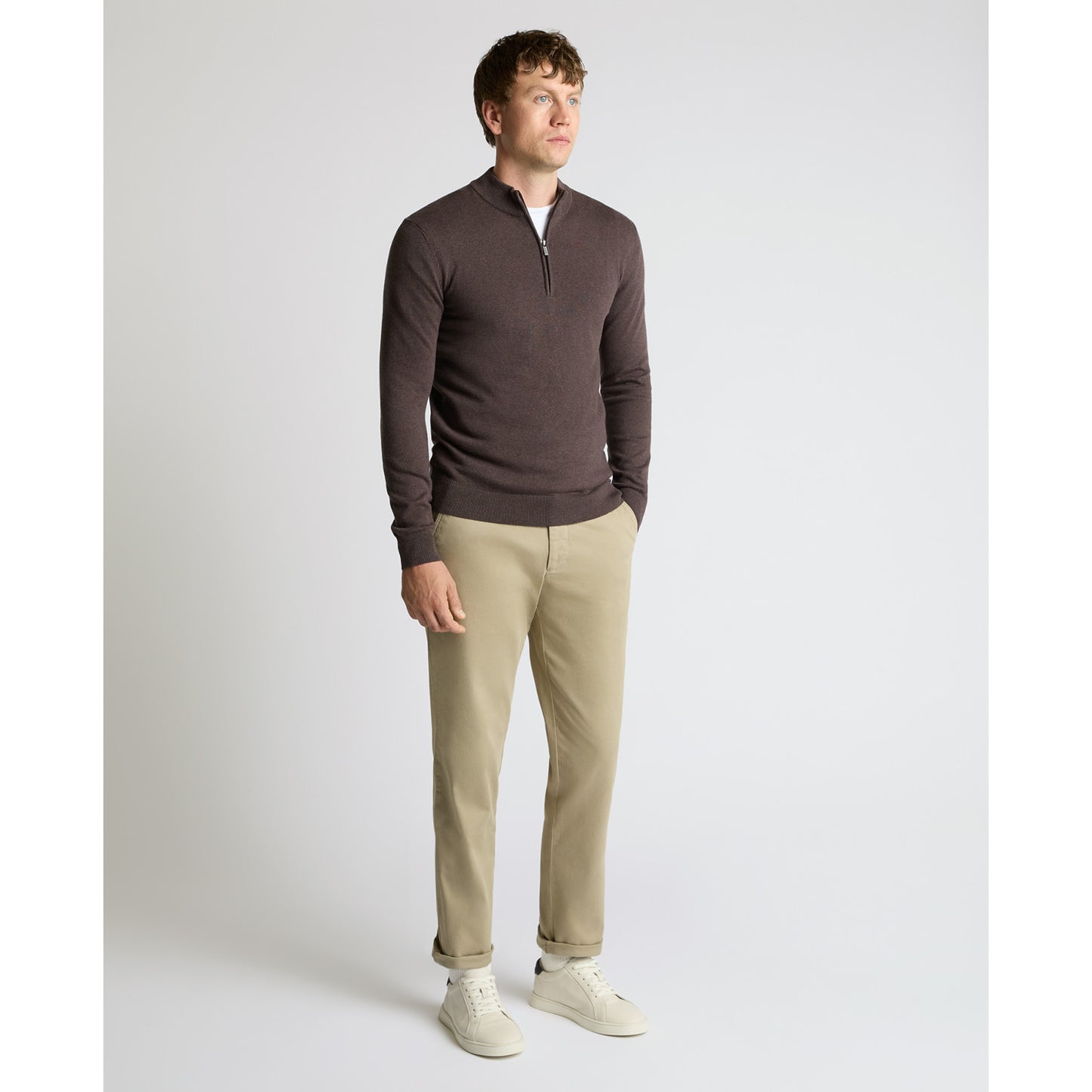 Remus Uomo 58601 48 Brown Crew Neck Sweater