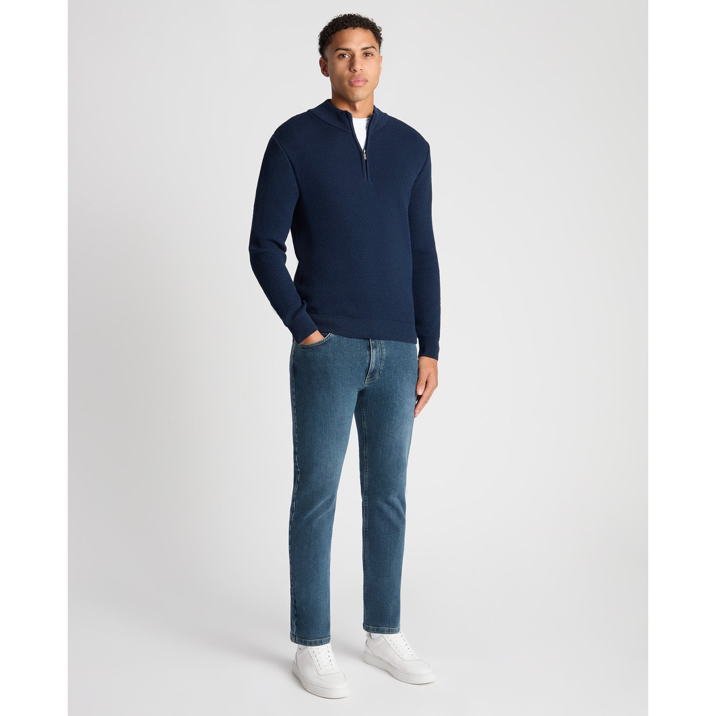Remus Uomo 58666 28 Indigo Half Zip Sweatshirt