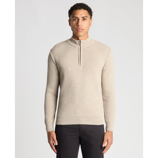 Remus Uomo 58666 91 Ecru Half Zip Sweatshirt