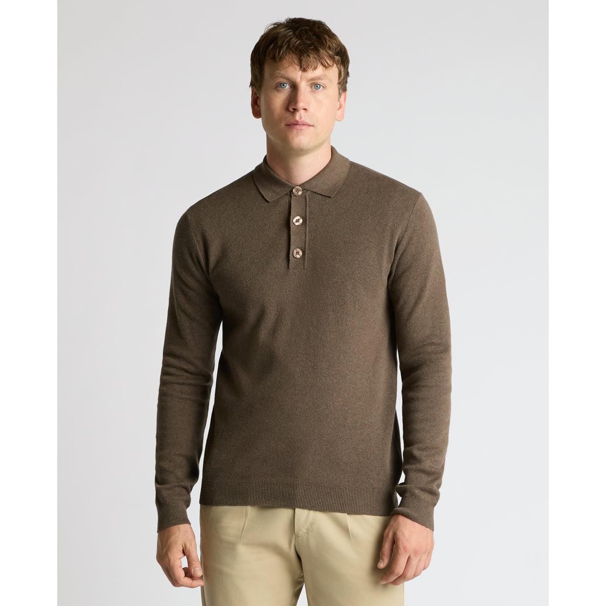 Remus Uomo 58690 47 Brown Long Sleeve Polo Sweater
