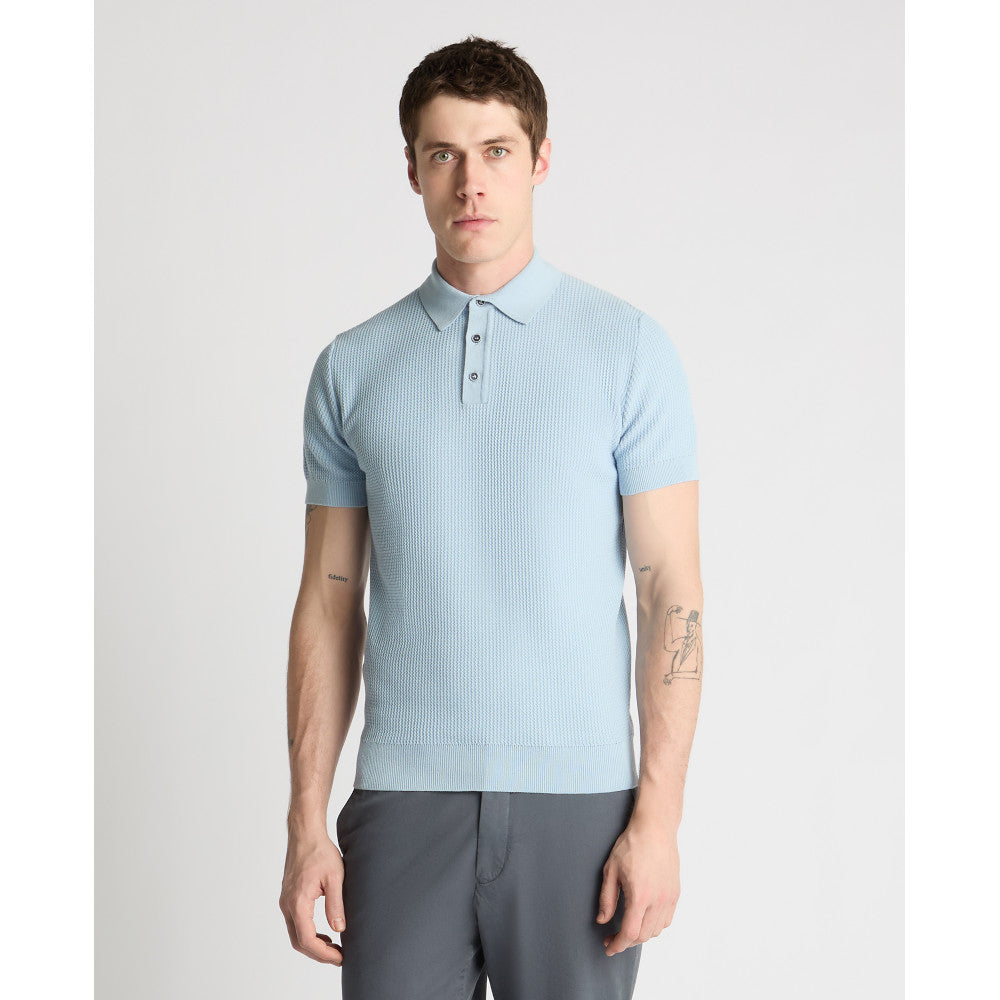 Remus Uomo 58696 22 Sky Blue Knit Polo Shirt