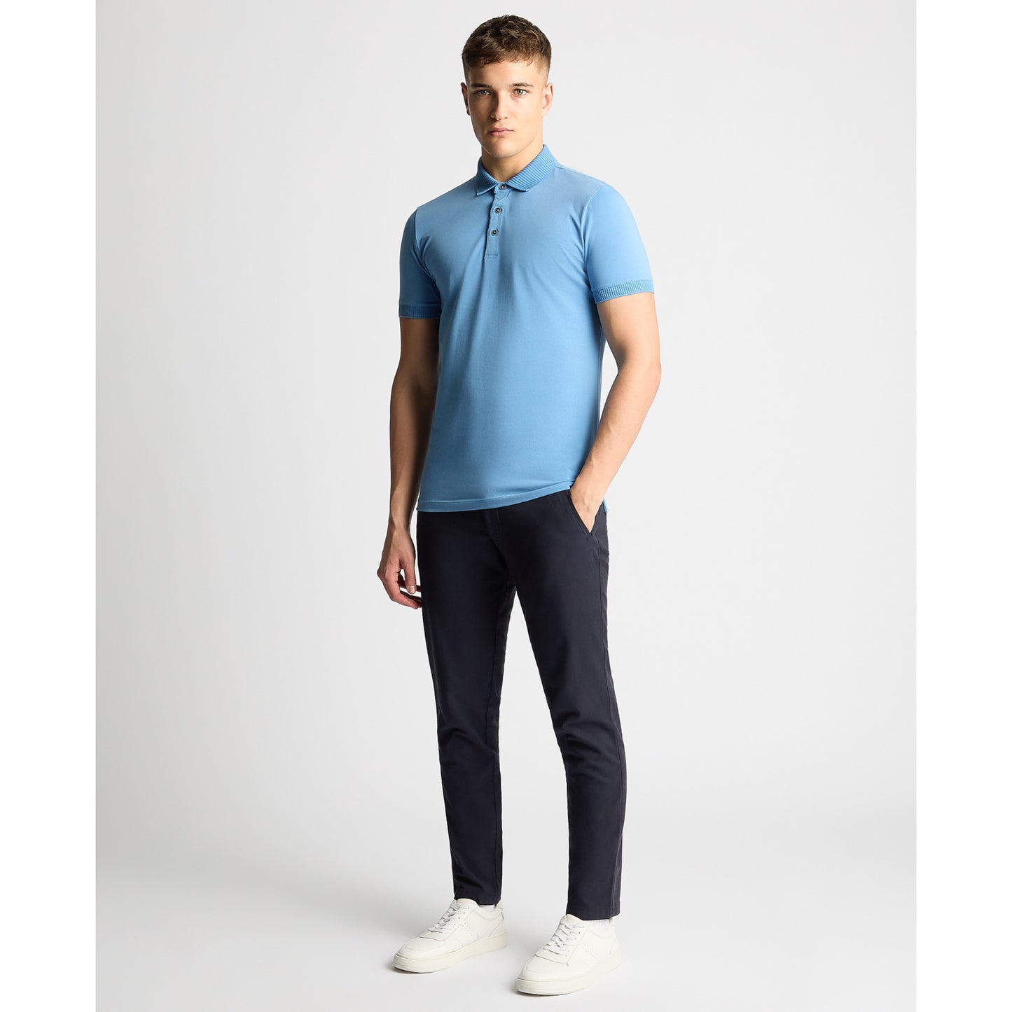 Remus Uomo 58724 235 Riviera Blue Short Sleeve Polo Shirt