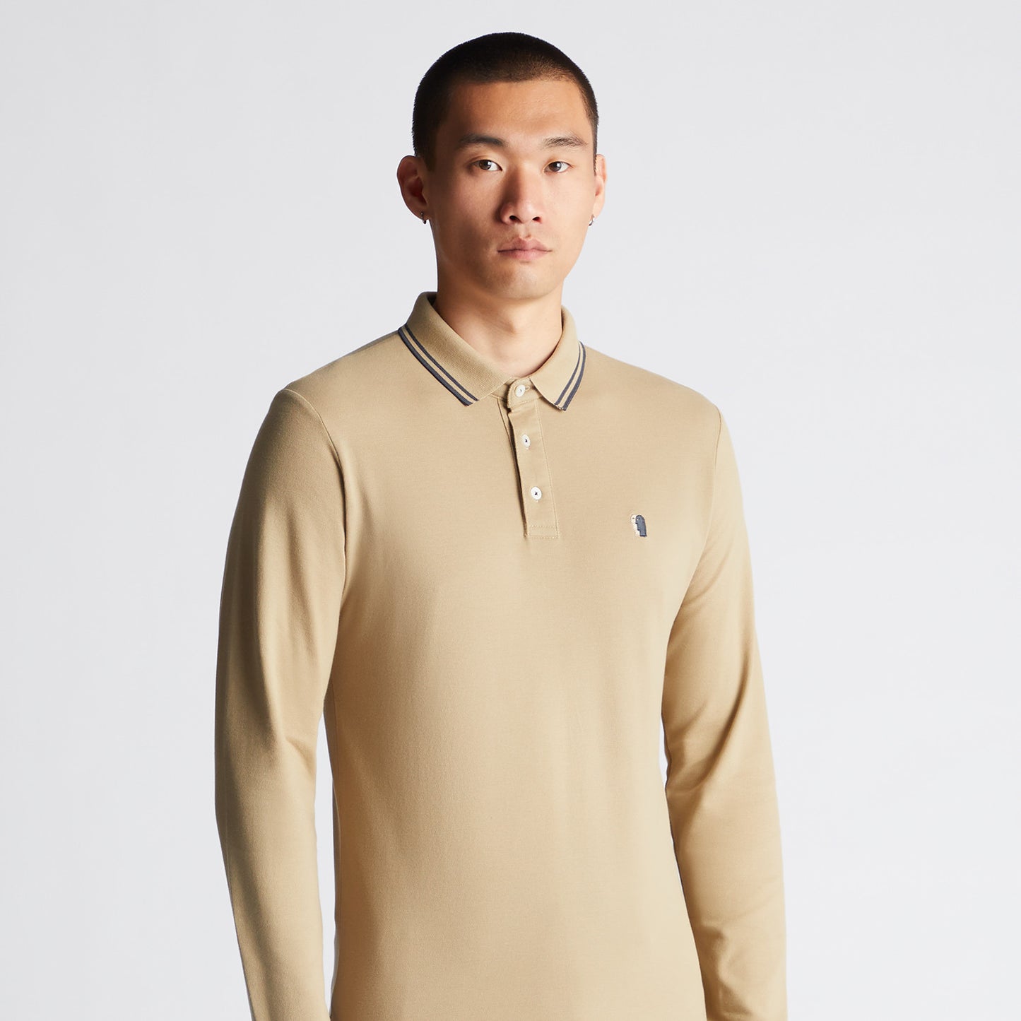 Remus Uomo 58775 92 Light Beige Long Sleeve Polo Shirt