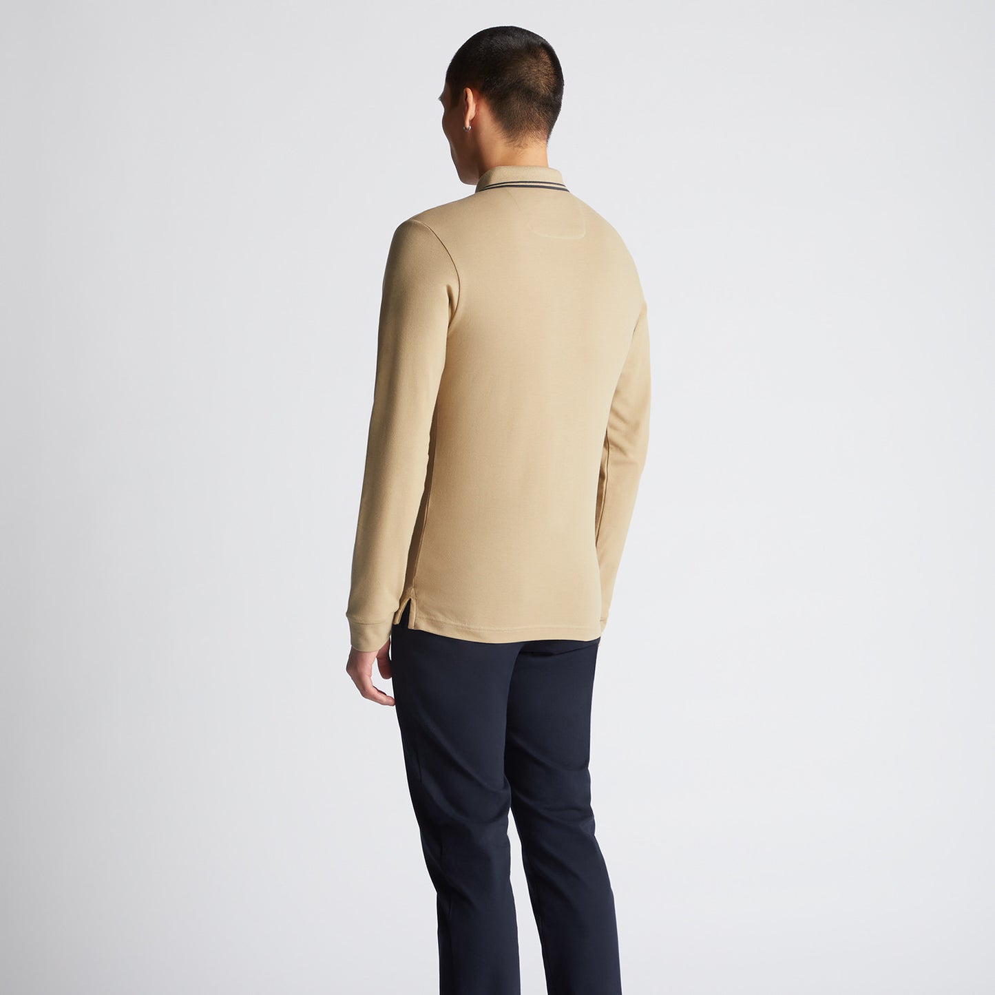 Remus Uomo 58775 92 Light Beige Long Sleeve Polo Shirt