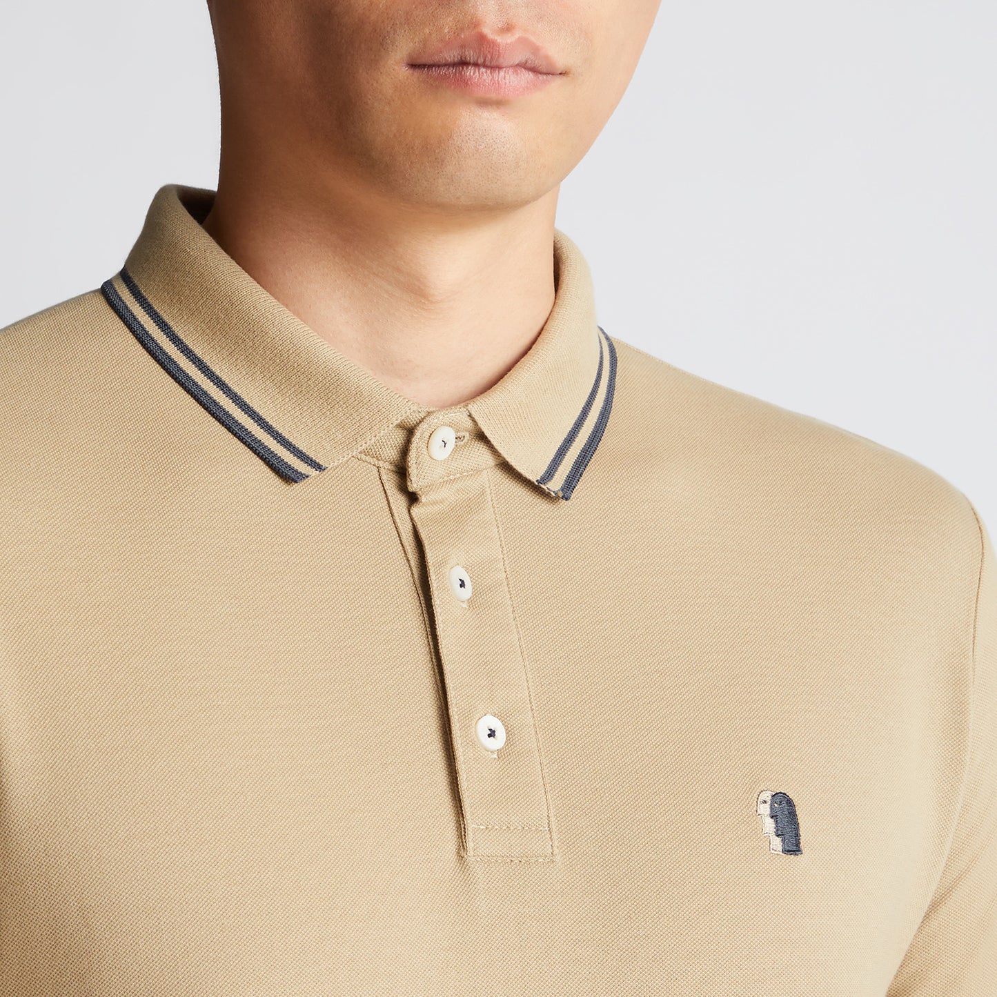 Remus Uomo 58775 92 Light Beige Long Sleeve Polo Shirt