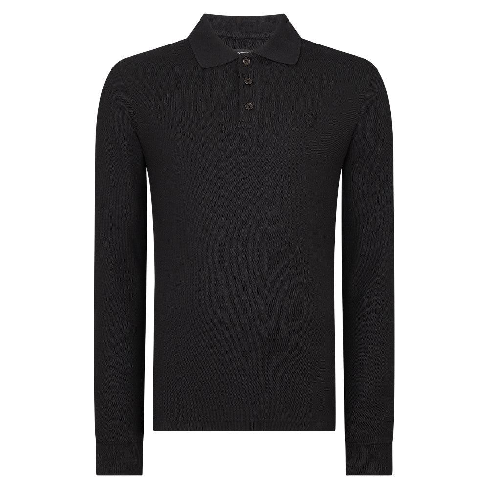 Remus Uomo 58797 00 Black Long Sleeve Polo Shirt