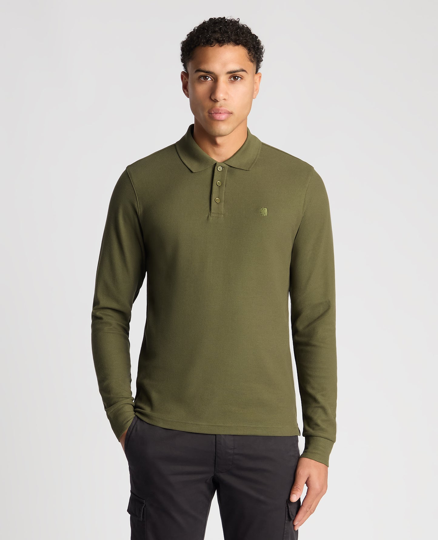 Remus Uomo 58797 35 Khaki Long Sleeve Polo Shirt