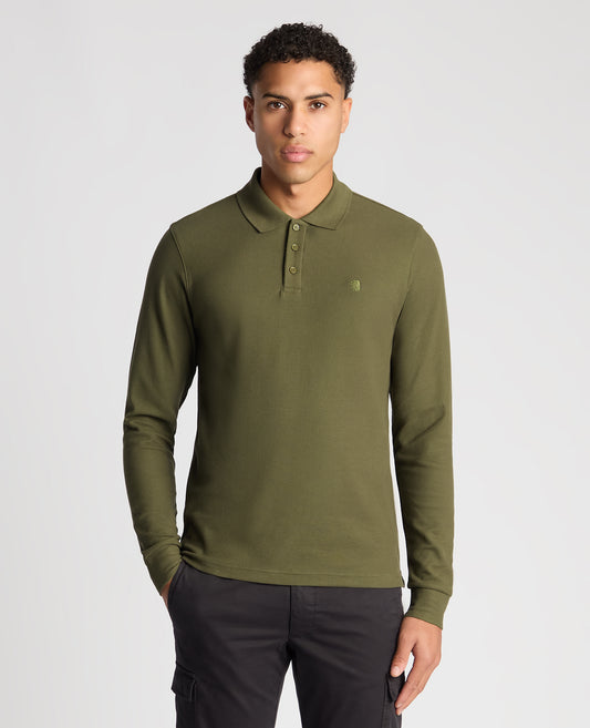 Remus Uomo 58797 35 Khaki Long Sleeve Polo Shirt